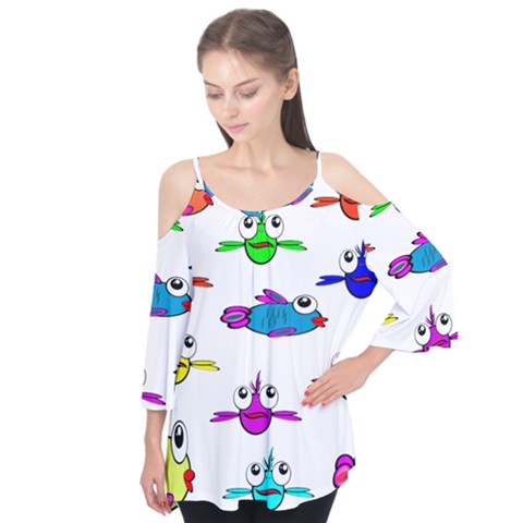 Fish Swim Cartoon Funnycute Flutter Tees by Sapixe