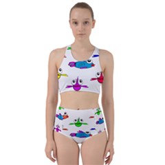 Fish Swim Cartoon Funnycute Racer Back Bikini Set by Sapixe