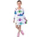 Fish Swim Cartoon Funnycute Kids  Long Sleeve Velvet Dress View1