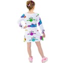 Fish Swim Cartoon Funnycute Kids  Long Sleeve Velvet Dress View2