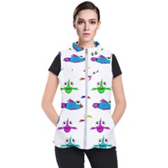 Fish Swim Cartoon Funnycute Women s Puffer Vest