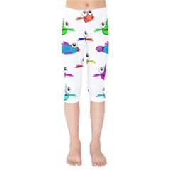 Fish Swim Cartoon Funnycute Kids  Capri Leggings  by Sapixe