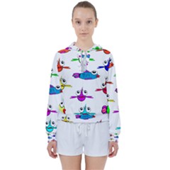 Fish Swim Cartoon Funnycute Women s Tie Up Sweat