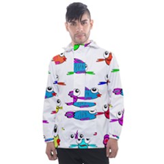 Fish Swim Cartoon Funnycute Men s Front Pocket Pullover Windbreaker by Sapixe