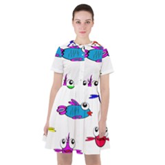 Fish Swim Cartoon Funnycute Sailor Dress by Sapixe