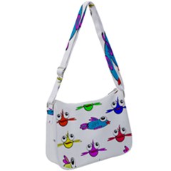 Fish Swim Cartoon Funnycute Zip Up Shoulder Bag by Sapixe