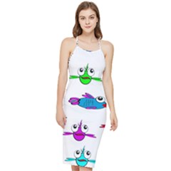 Fish Swim Cartoon Funnycute Bodycon Cross Back Summer Dress by Sapixe