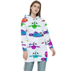 Fish Swim Cartoon Funnycute Women s Long Oversized Pullover Hoodie