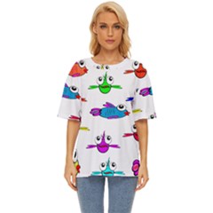 Fish Swim Cartoon Funnycute Oversized Basic Tee by Sapixe