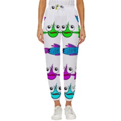 Fish Swim Cartoon Funnycute Cropped Drawstring Pants by Sapixe