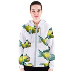 Fish Vector Green Women s Zipper Hoodie