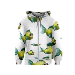 Fish Vector Green Kids  Zipper Hoodie