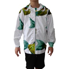 Fish Vector Green Kids  Hooded Windbreaker