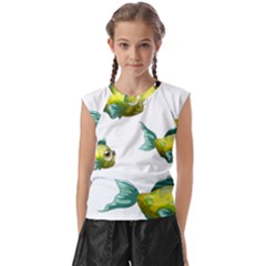 Fish Vector Green Kids  Raglan Cap Sleeve Tee