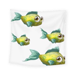 Fish Vector Green Square Tapestry (small)