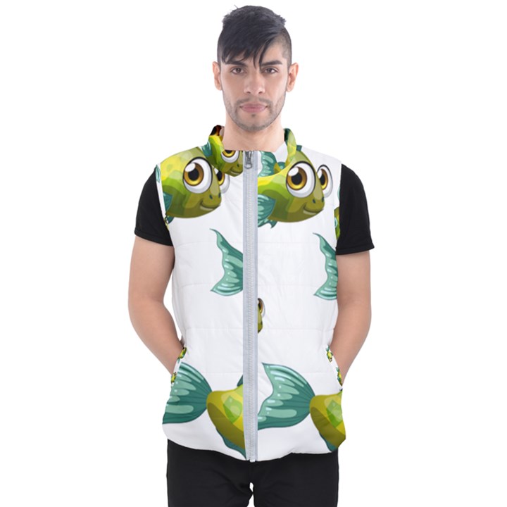 Fish Vector Green Men s Puffer Vest