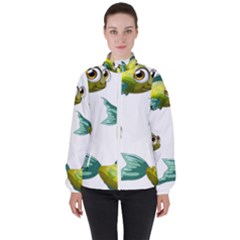 Fish Vector Green Women s High Neck Windbreaker by Sapixe