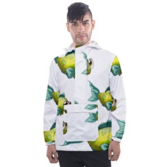 Fish Vector Green Men s Front Pocket Pullover Windbreaker