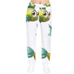 Fish Vector Green Women Velvet Drawstring Pants