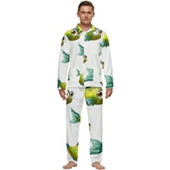 Fish Vector Green Men s Long Sleeve Velvet Pocket Pajamas Set