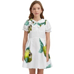 Fish Vector Green Kids  Bow Tie Puff Sleeve Dress