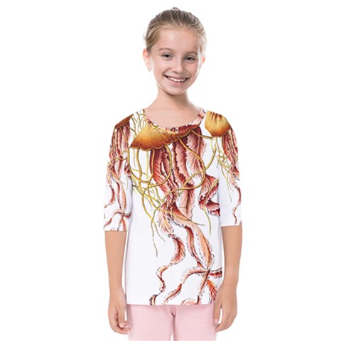 Animal Art Forms In Nature Jellyfish Kids  Quarter Sleeve Raglan Tee by Sapixe