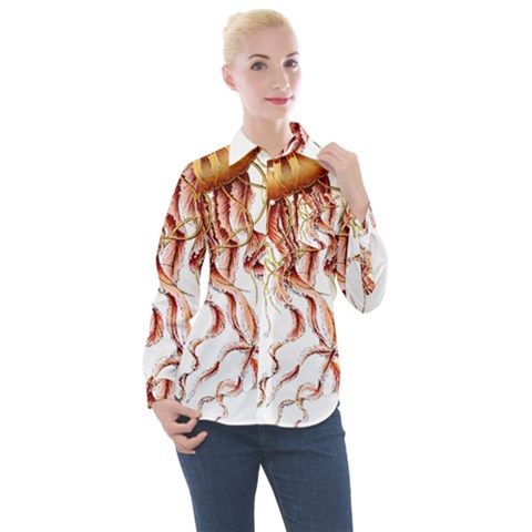 Animal Art Forms In Nature Jellyfish Women s Long Sleeve Pocket Shirt by Sapixe