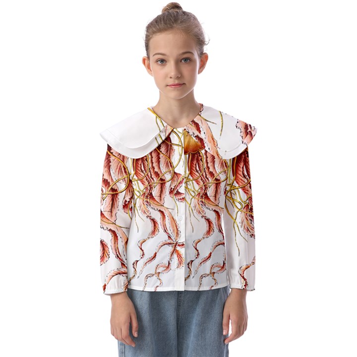 Animal Art Forms In Nature Jellyfish Kids  Peter Pan Collar Blouse