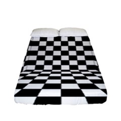 Black And White Chess Checkered Spatial 3d Fitted Sheet (full/ Double Size) by Sapixe