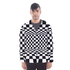 Black And White Chess Checkered Spatial 3d Men s Hooded Windbreaker