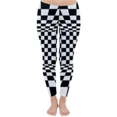 Black And White Chess Checkered Spatial 3d Classic Winter Leggings