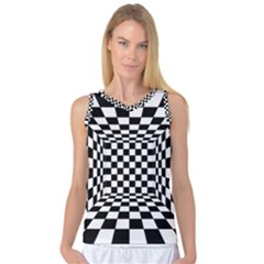 Black And White Chess Checkered Spatial 3d Women s Basketball Tank Top by Sapixe