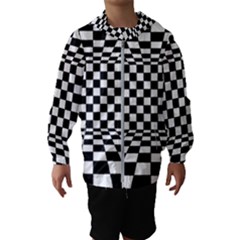 Black And White Chess Checkered Spatial 3d Kids  Hooded Windbreaker