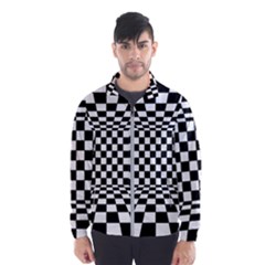 Black And White Chess Checkered Spatial 3d Men s Windbreaker