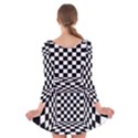 Black And White Chess Checkered Spatial 3d Long Sleeve Velvet Skater Dress View2