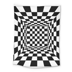 Black And White Chess Checkered Spatial 3d Medium Tapestry