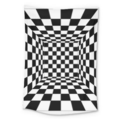 Black And White Chess Checkered Spatial 3d Large Tapestry