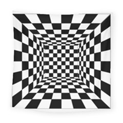 Black And White Chess Checkered Spatial 3d Square Tapestry (large)