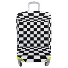 Black And White Chess Checkered Spatial 3d Luggage Cover (medium) by Sapixe