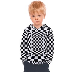 Black And White Chess Checkered Spatial 3d Kids  Overhead Hoodie