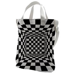 Black And White Chess Checkered Spatial 3d Canvas Messenger Bag by Sapixe