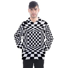 Black And White Chess Checkered Spatial 3d Men s Half Zip Pullover