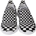 Black And White Chess Checkered Spatial 3d Kids  Slip On Sneakers View1