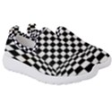 Black And White Chess Checkered Spatial 3d Kids  Slip On Sneakers View3