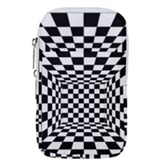 Black And White Chess Checkered Spatial 3d Waist Pouch (large) by Sapixe