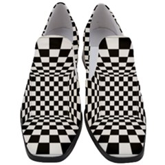 Black And White Chess Checkered Spatial 3d Women Slip On Heel Loafers by Sapixe