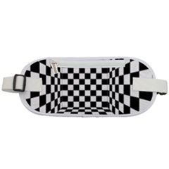 Black And White Chess Checkered Spatial 3d Rounded Waist Pouch by Sapixe