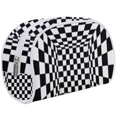 Black And White Chess Checkered Spatial 3d Make Up Case (large) by Sapixe