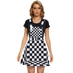 Black And White Chess Checkered Spatial 3d Apron Dress