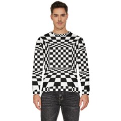 Black And White Chess Checkered Spatial 3d Men s Fleece Sweatshirt